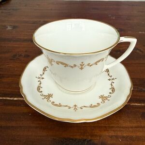 Vintage Crown Staffordshire Gold Chintz Teacup & Saucer – Made in England